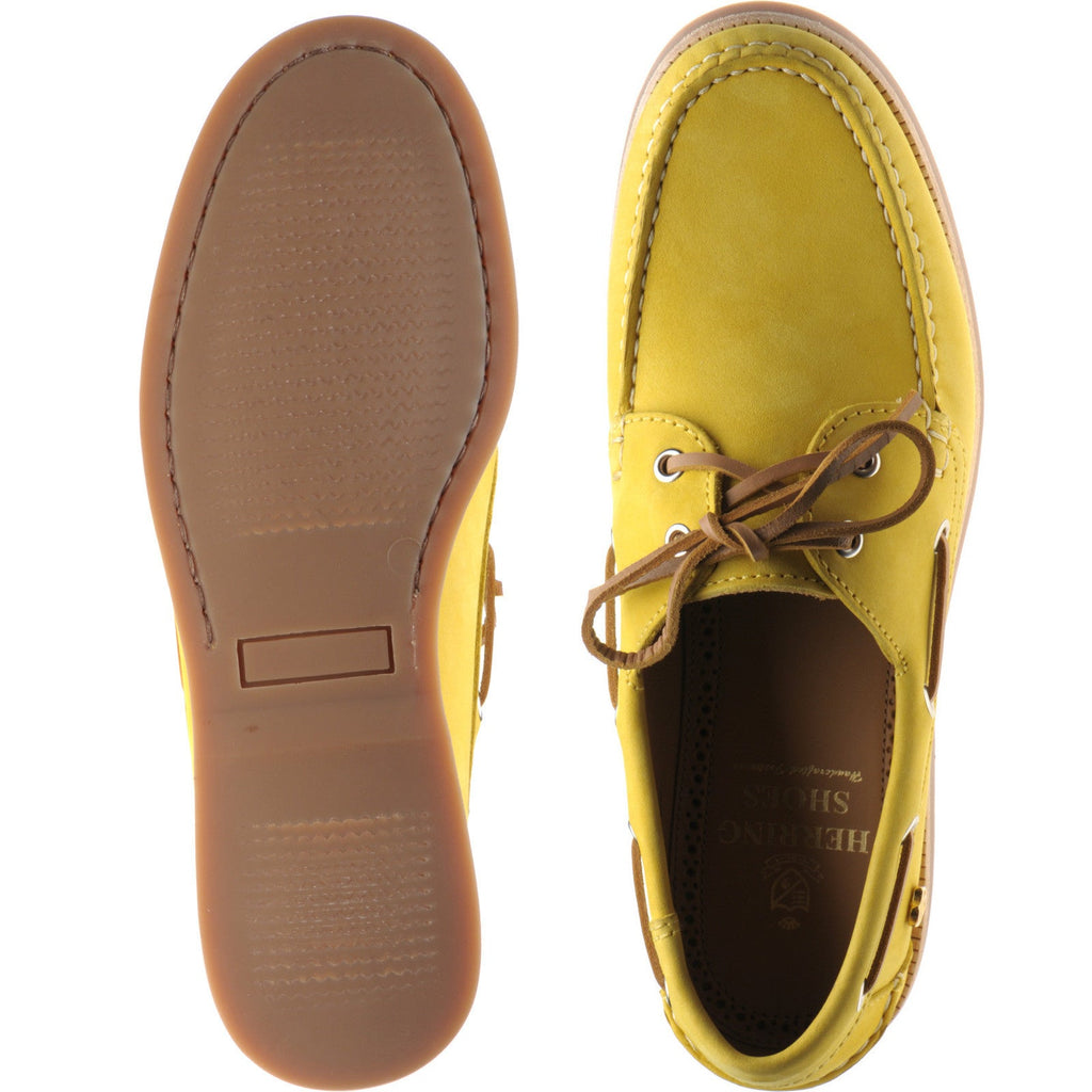 Yellow Nubuck Ladies Deck Shoes with Rubber Sole