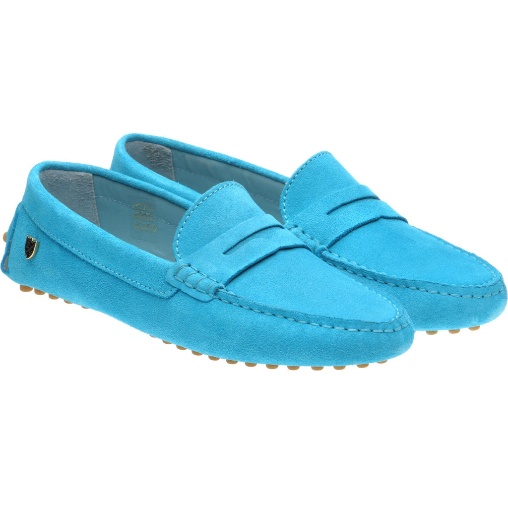 Louisa Ladies Driving Moccasins in Turquoise Suede