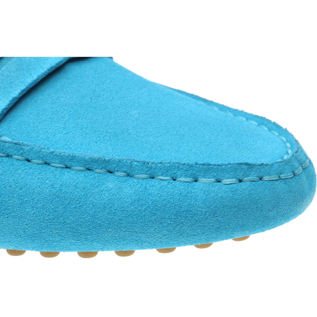 Louisa Ladies Driving Moccasins in Turquoise Suede