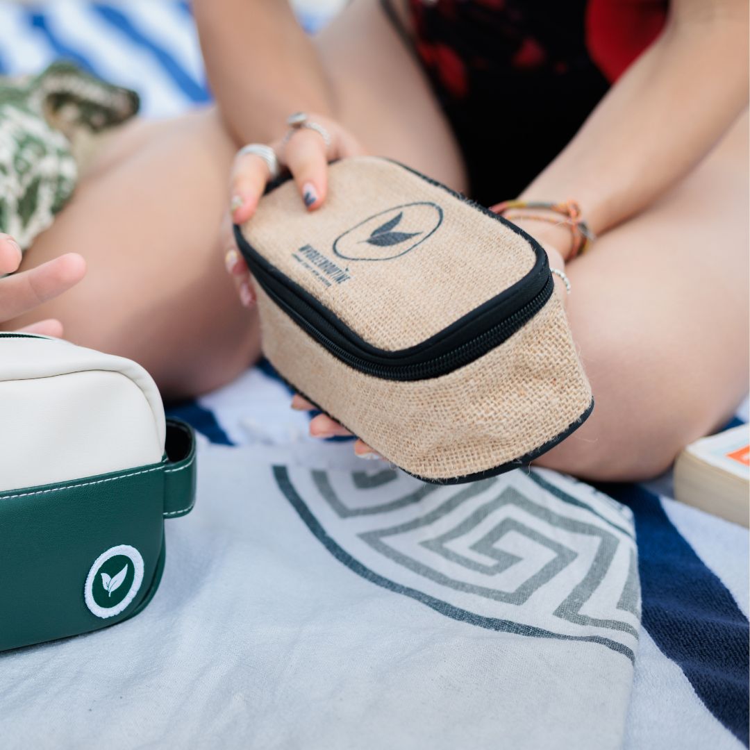 Natural Hessian Travel Pouch