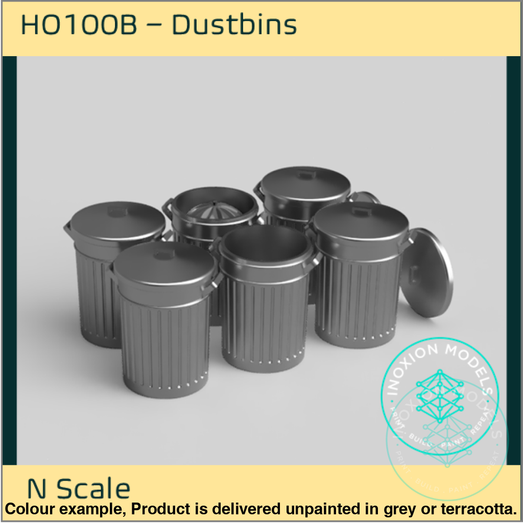 N Scale Dustbins Model Kit Set of 6