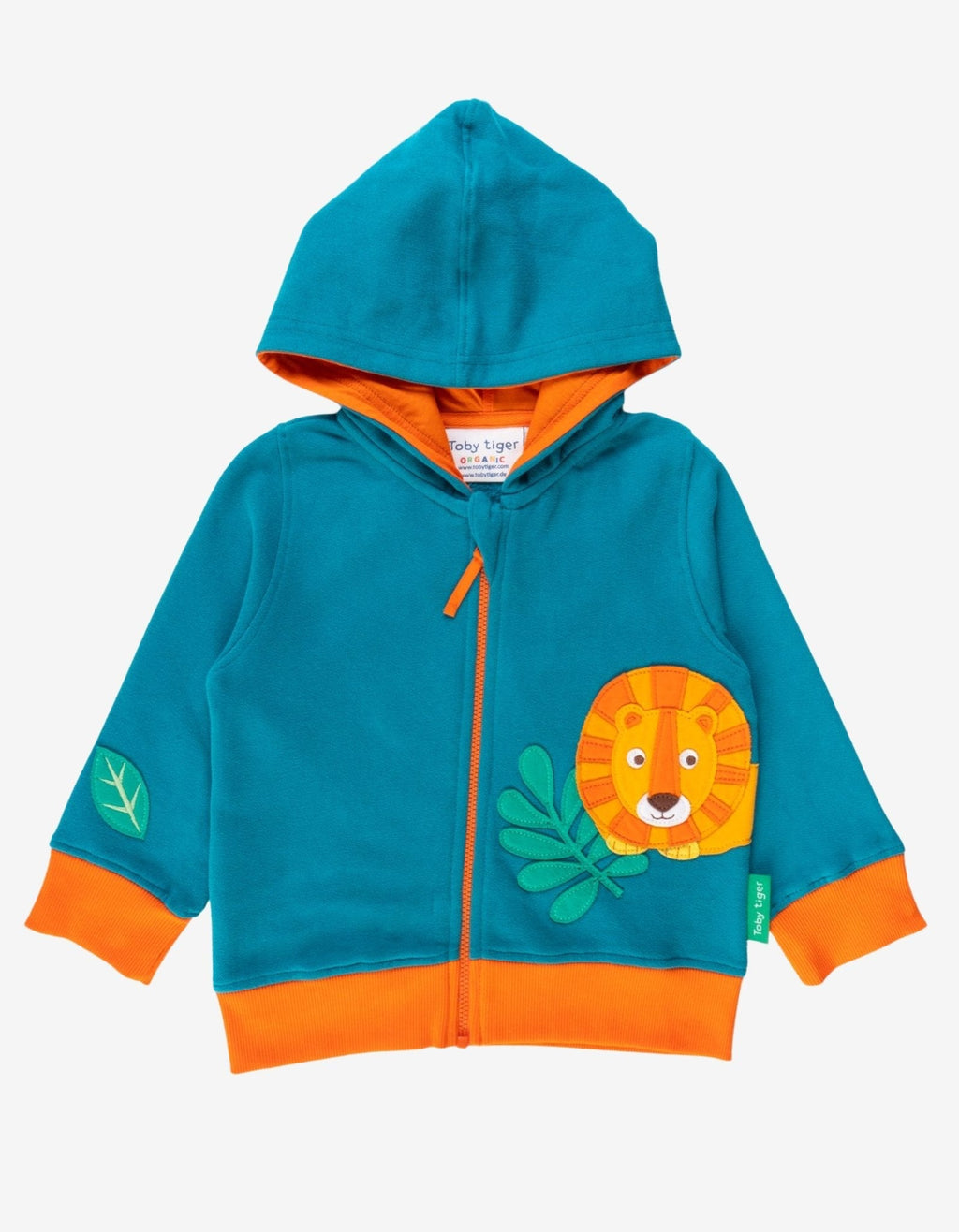 Organic Lion Applique Hoodie in Two Tone Green