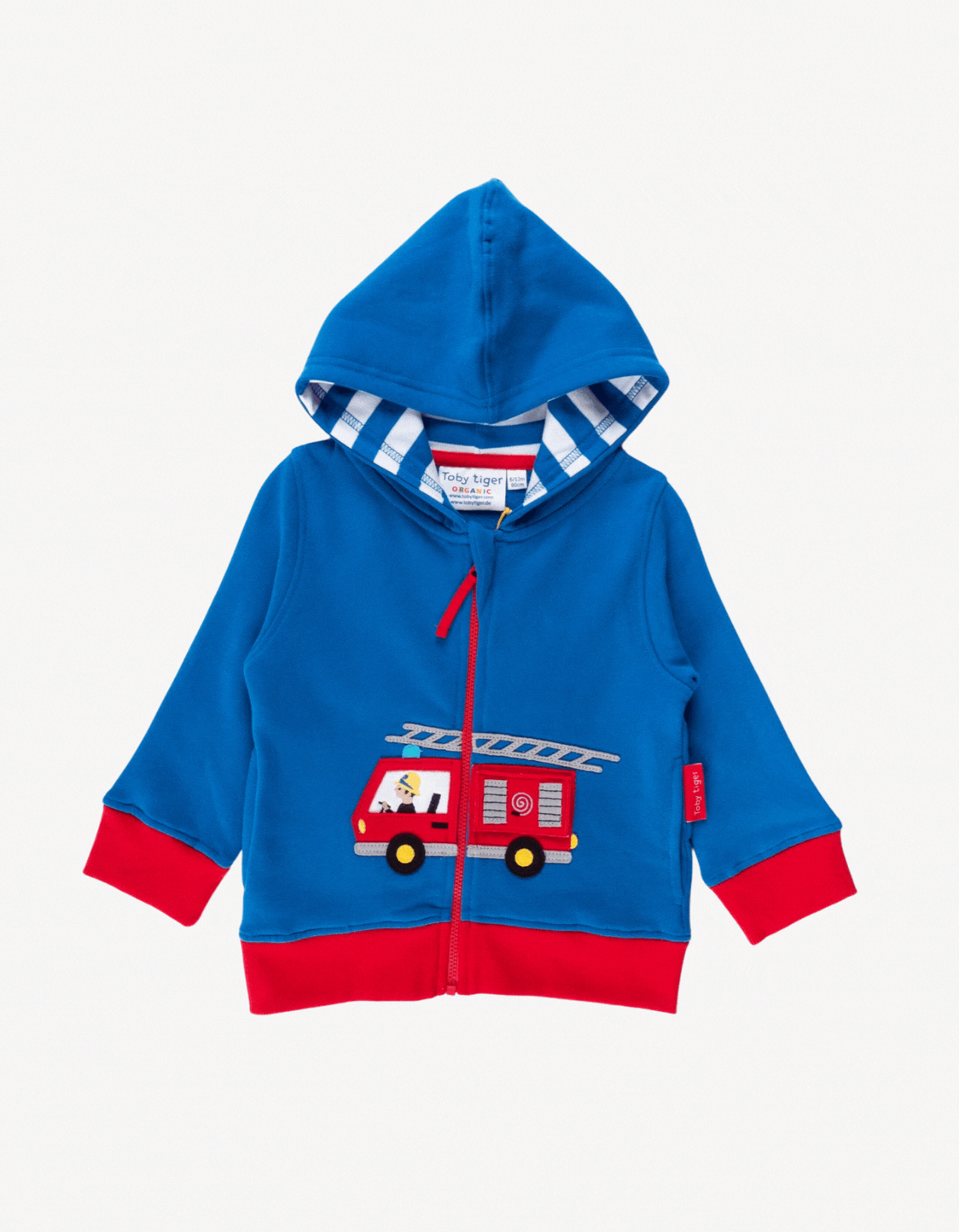 Organic Fire Engine Applique Hoodie for Kids