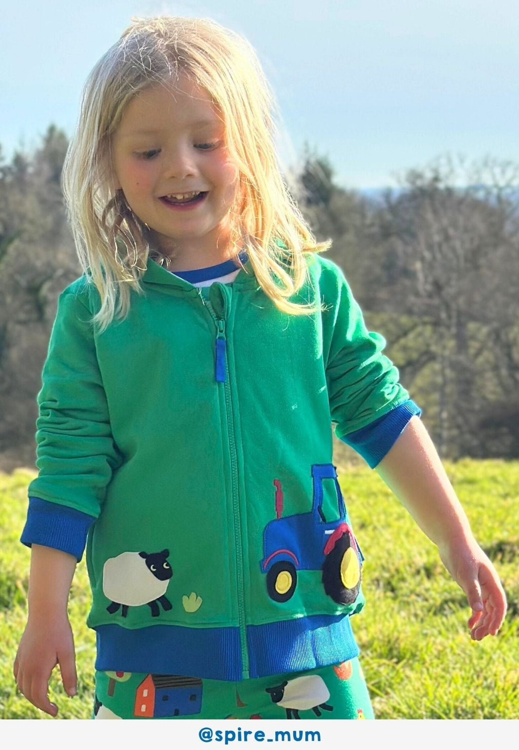 Organic Hillside Applique Hoodie for Kids