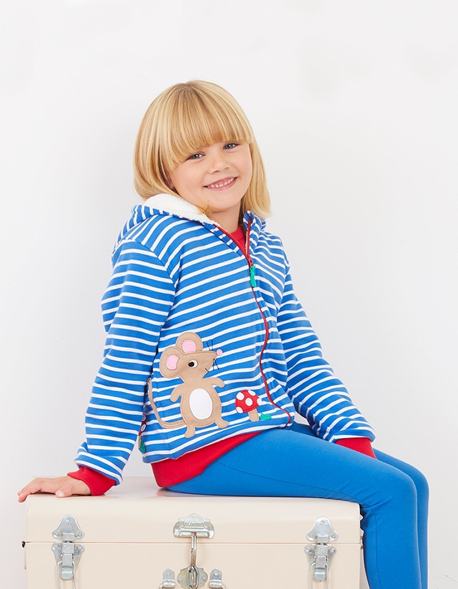 Organic Mouse and Mushroom Applique Hoodie for Kids