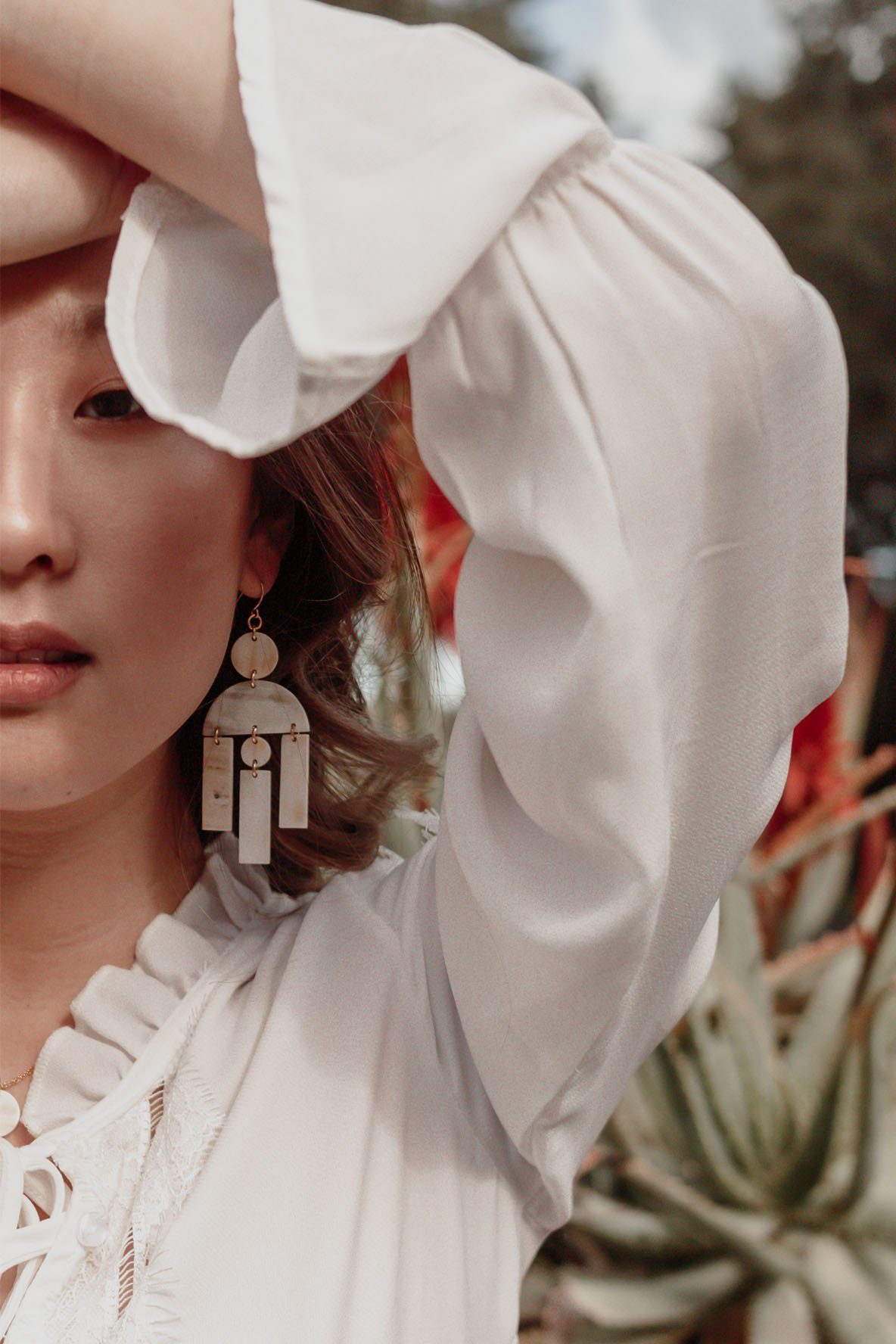 Buffalo Horn Chandelier Statement Earrings