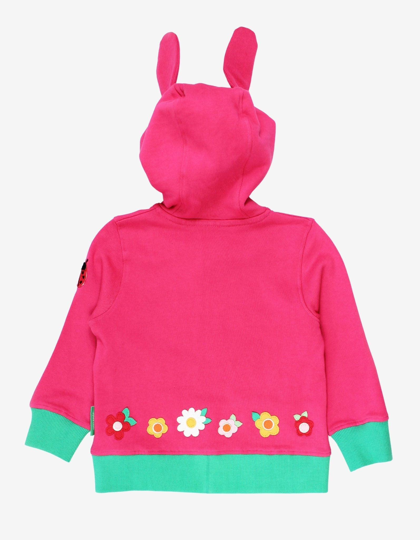 Organic Leaping Bunny Applique Hoodie in Pink
