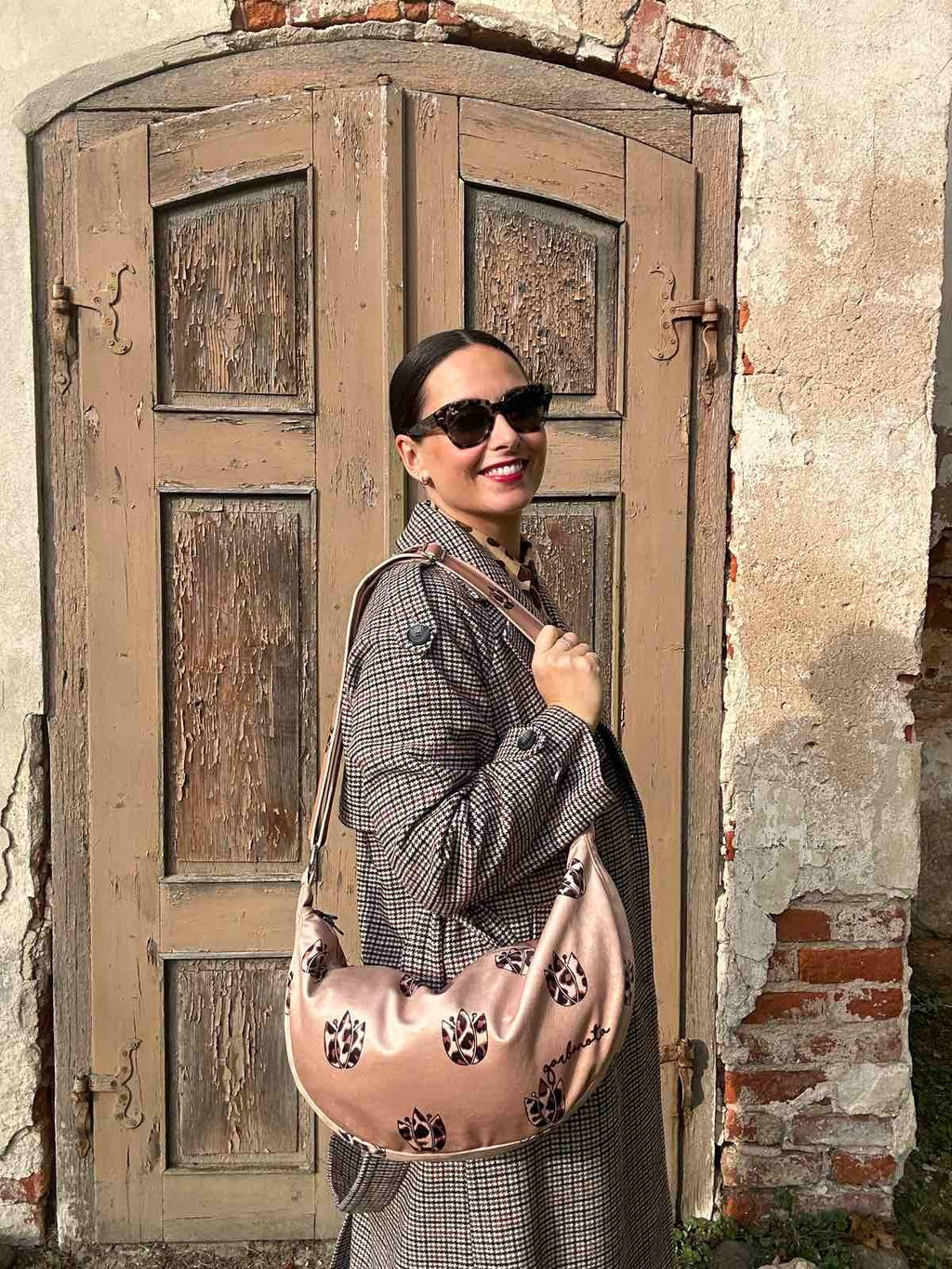Hobo Bag - Brown Leopard Tulips