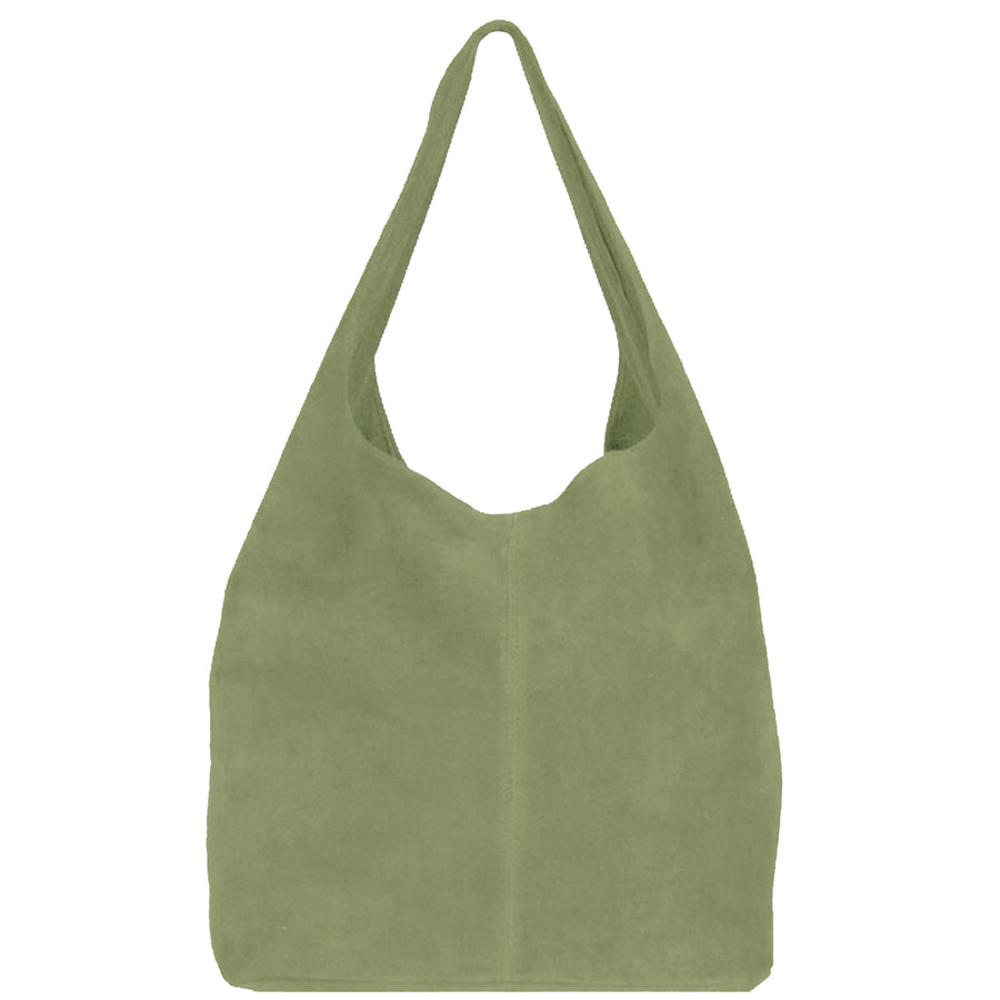 Sage Green Soft Suede Hobo Shoulder Bag