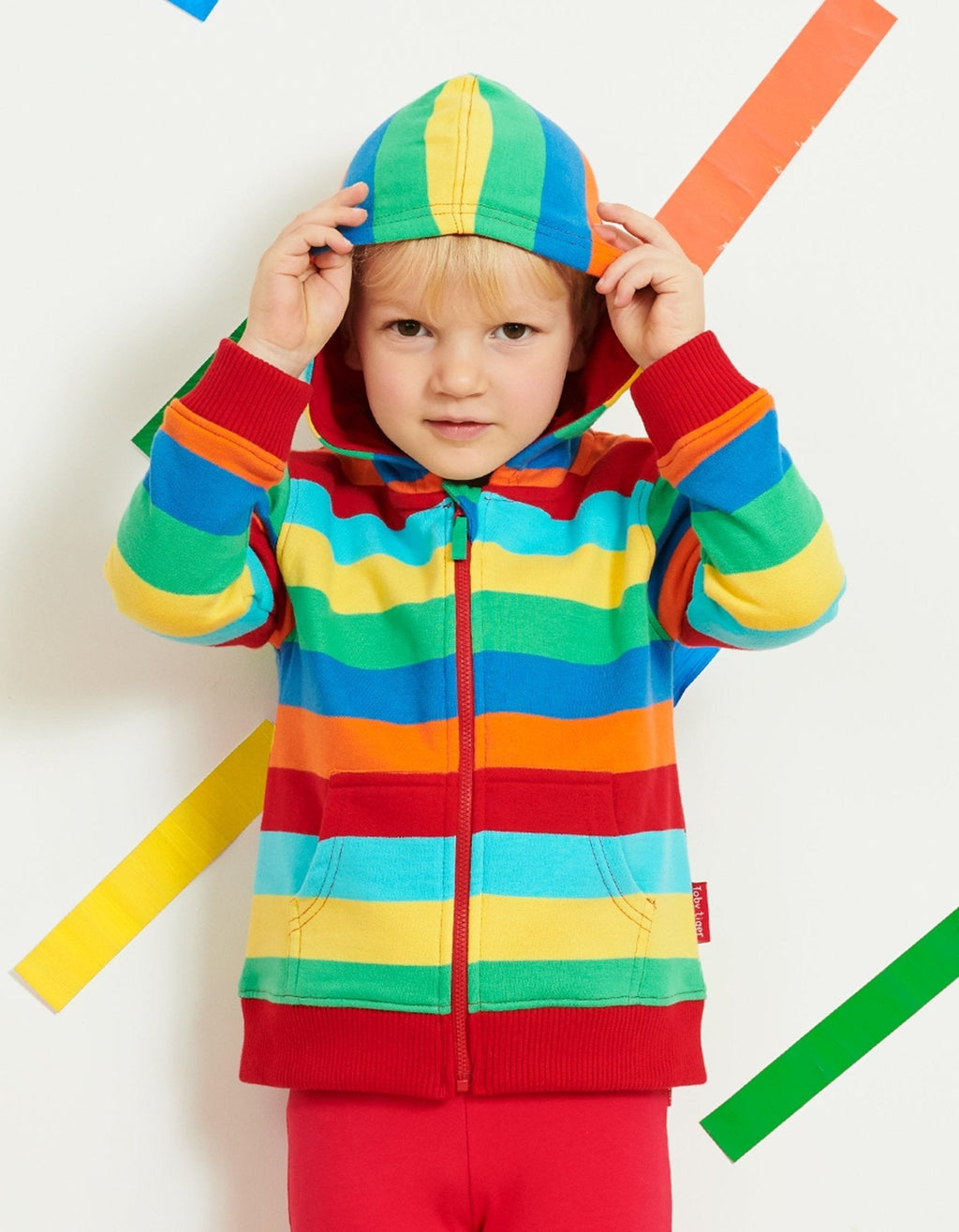 Organic Multi Stripe Kids Hoodie