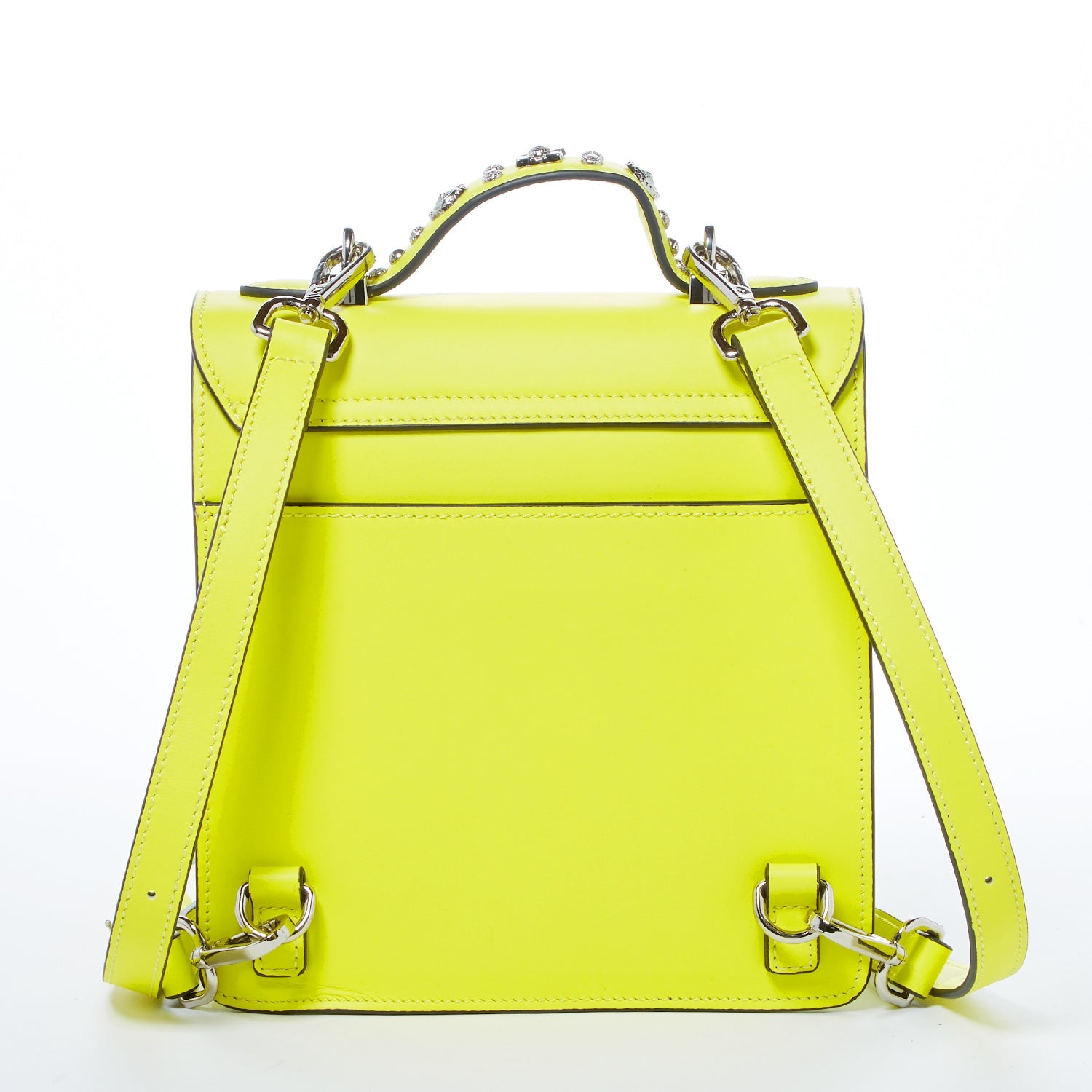 Convertible Leather Backpack Purse in Yellow