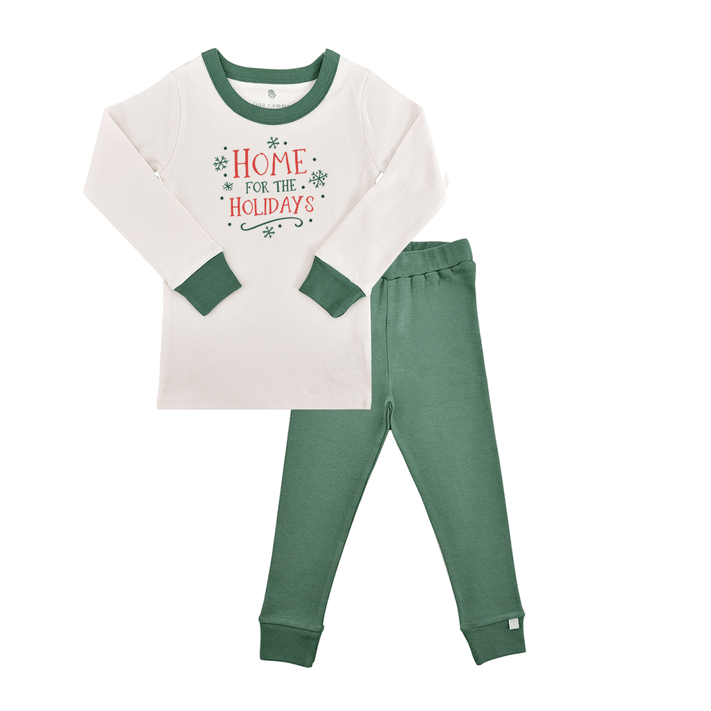 Pine Green Organic Cotton Pajamas for Toddlers