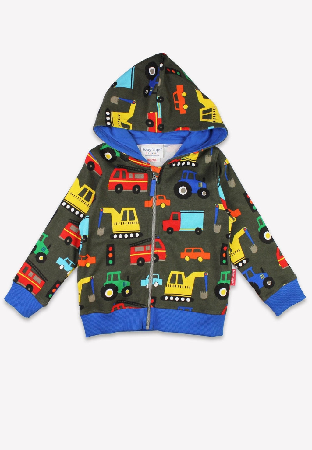 Organic Transport Print Hoodie for Kids