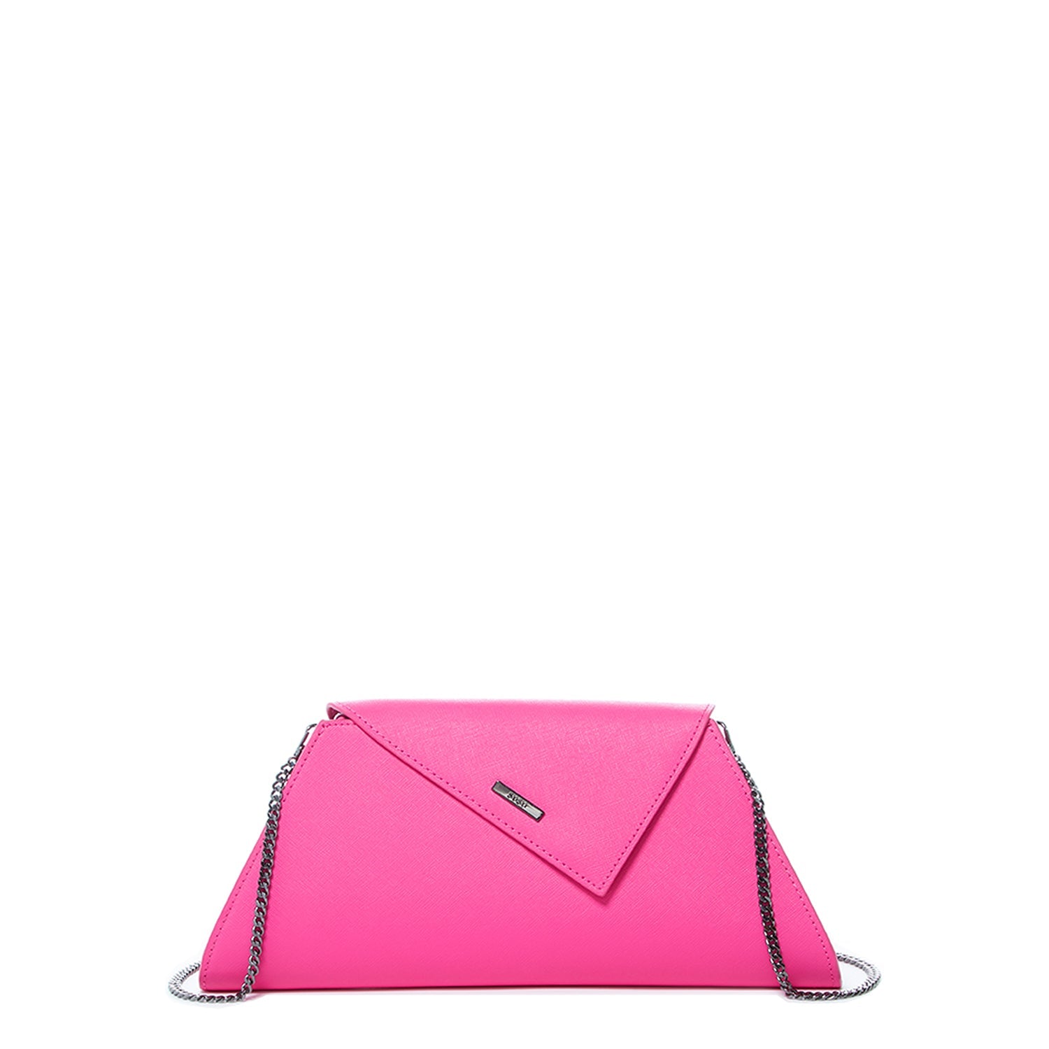 Hot Pink Leather Clutch Bag Crossbody Evening Purse
