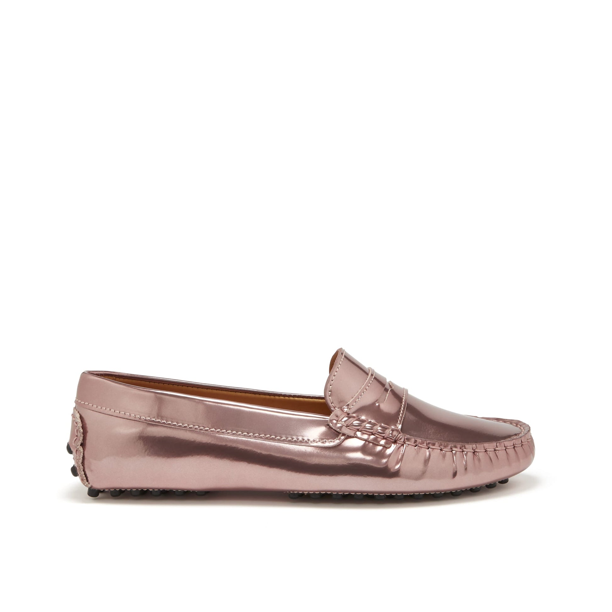 Women's Penny Driving Loafers in Rose Gold Patent Leather