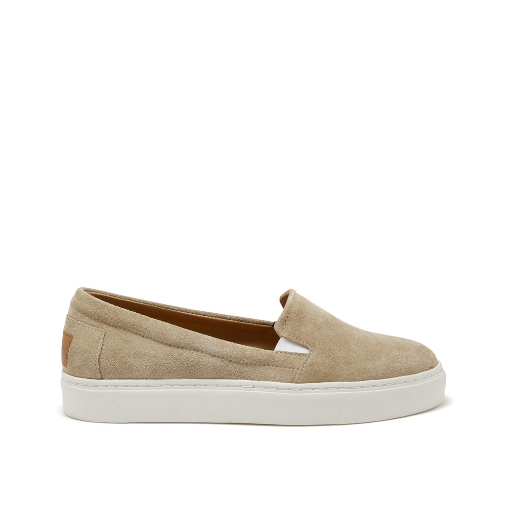 Women's Taupe Suede Slip On Sneakers