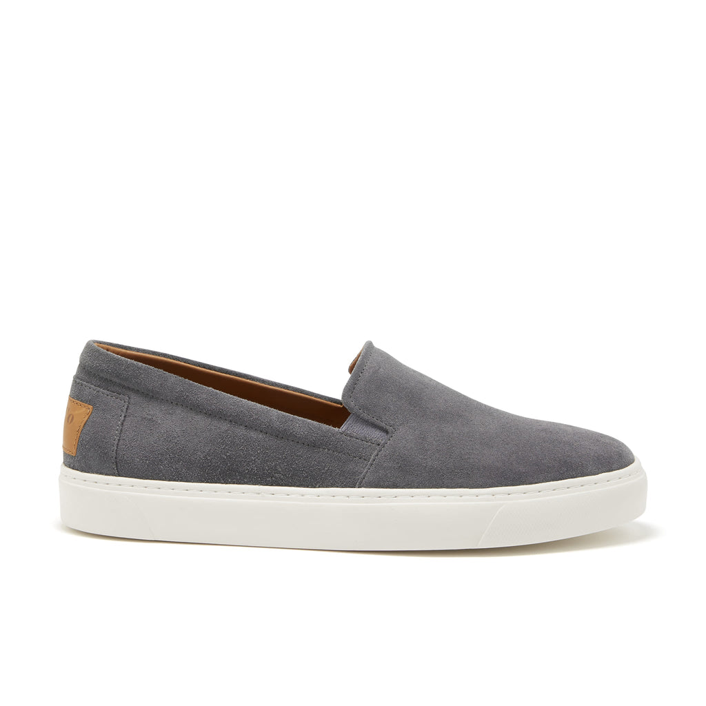 Slate Grey Suede Slip On Sneakers