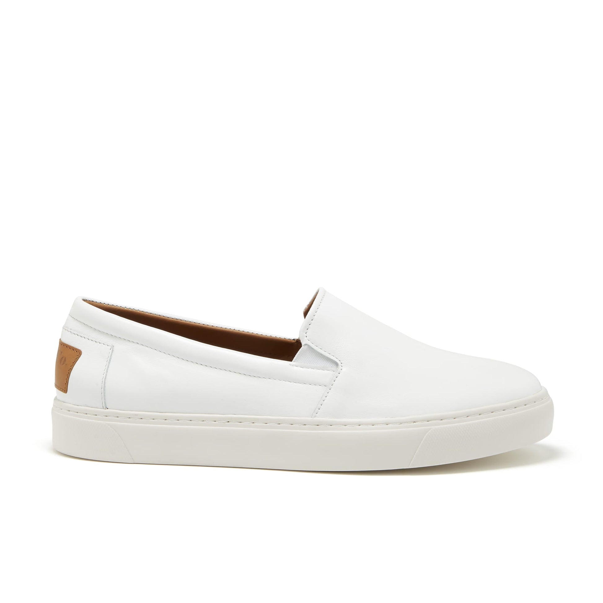 White Leather Slip On Sneakers