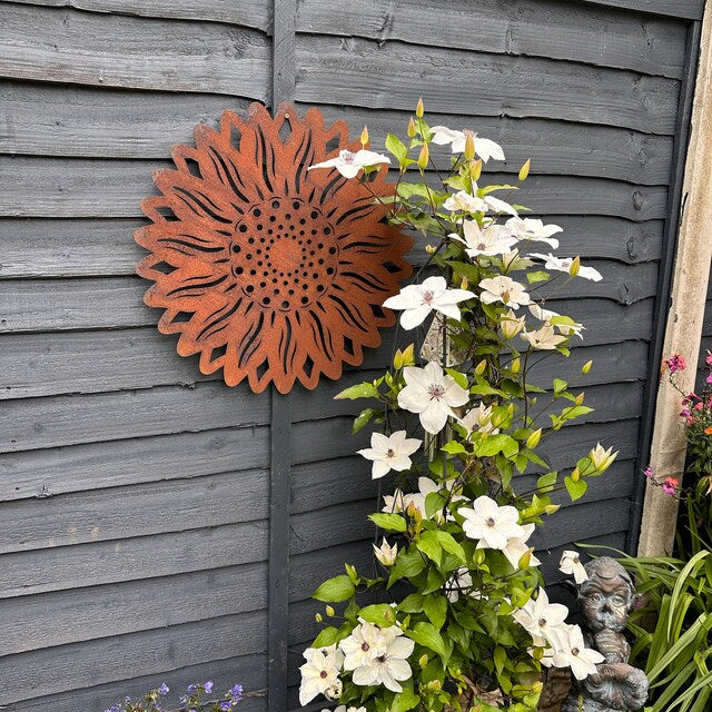 Large Rusty Metal Sunflower Garden Decoration