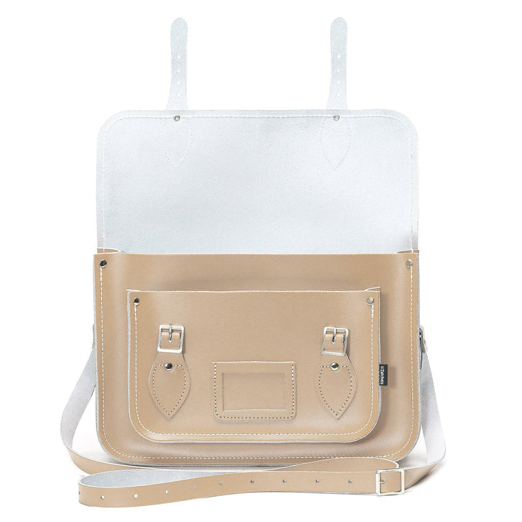 Handmade Leather Satchel - Iced Coffee