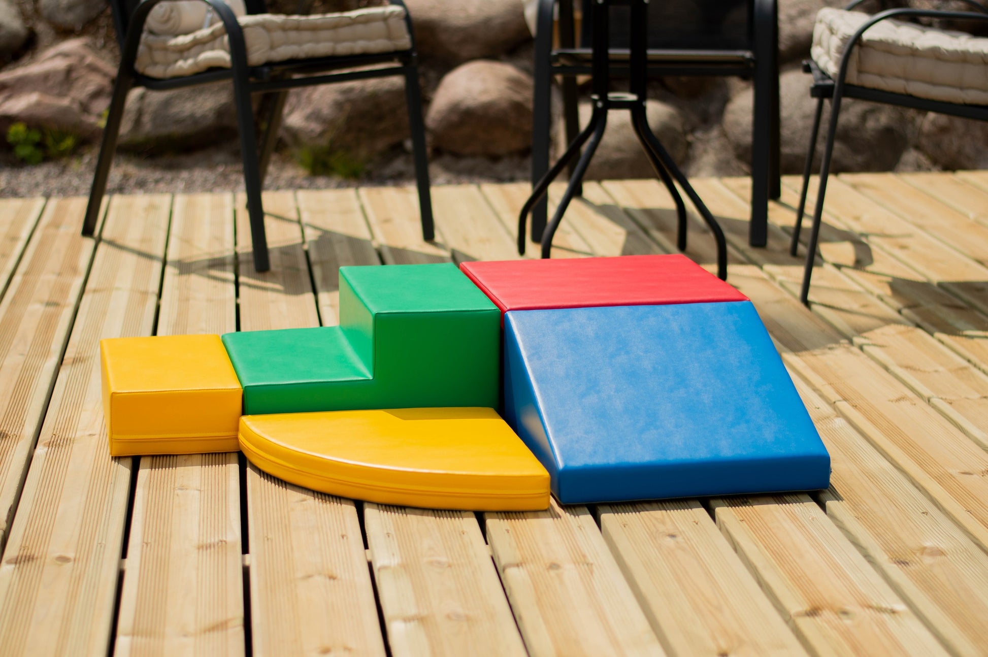 elegant arrangement of multicolor iglu foam blocks in a refined nursery setting