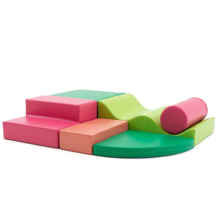 bold pink and green iglu explorer foam blocks for creative toddler adventures