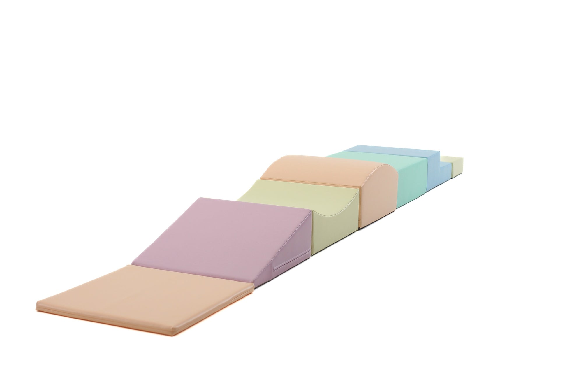 practical setup of 7-piece soft foam blocks for a toddler's play area