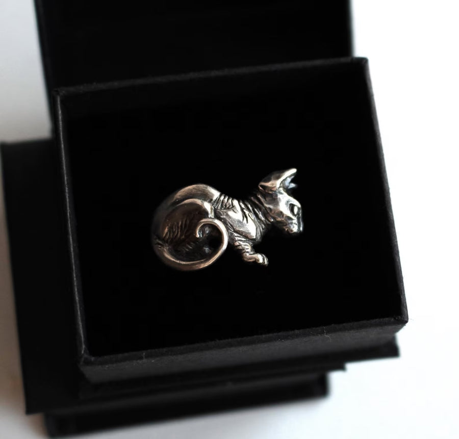 Sphynx Cat Inspired Silver Ring – Handmade & Adjustable by Hvitolg at www.brixbailey.com