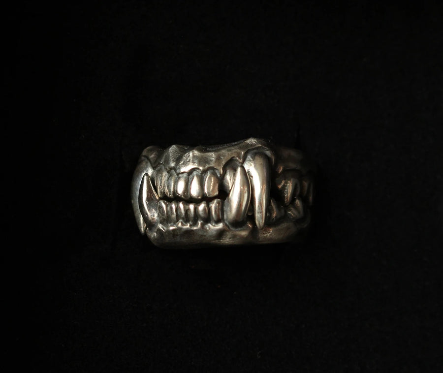 Predator Jaws Double Ring - Silver