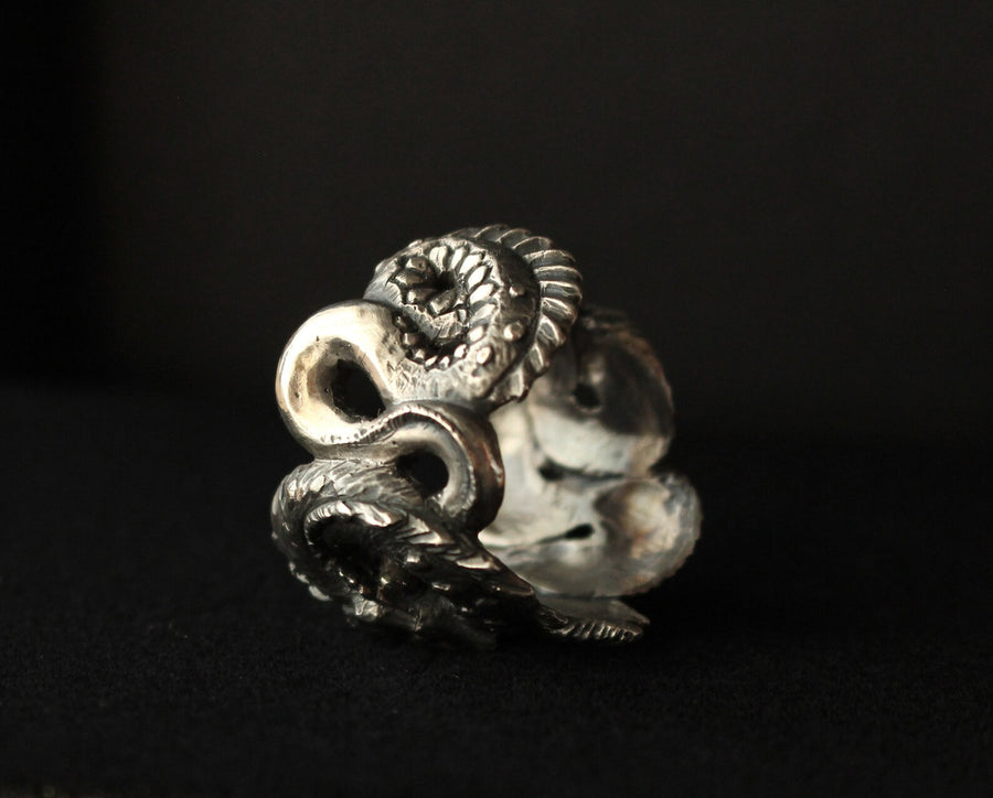 Unleash the Power with the Jörmungandr Oxidized Sterling Silver Ring by Hvitolg at www.brixbailey.com