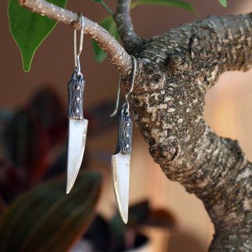 Sterling Silver Butcher Knife Earrings – Handmade & Unique by Hvitolg at www.brixbailey.com