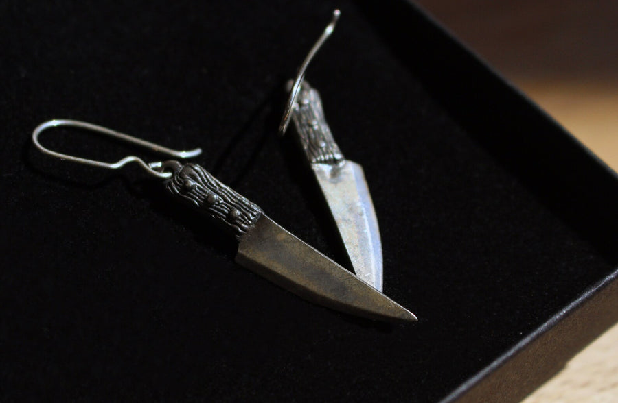 Sterling Silver Butcher Knife Earrings – Handmade in Estonia by Hvitolg at www.brixbailey.com