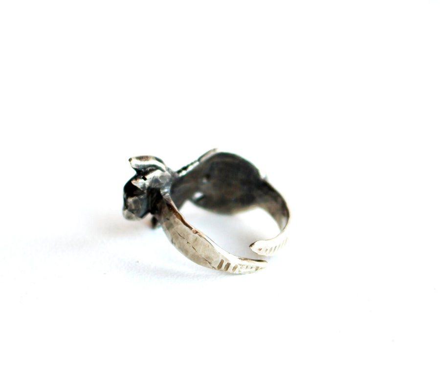 Exquisite Silver Sphynx Cat Ring – Handmade & Adjustable by Hvitolg at www.brixbailey.com