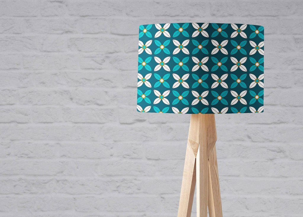 Blue and White Geometric Flowers Lampshade, Ceiling or Table Lamp Shade
