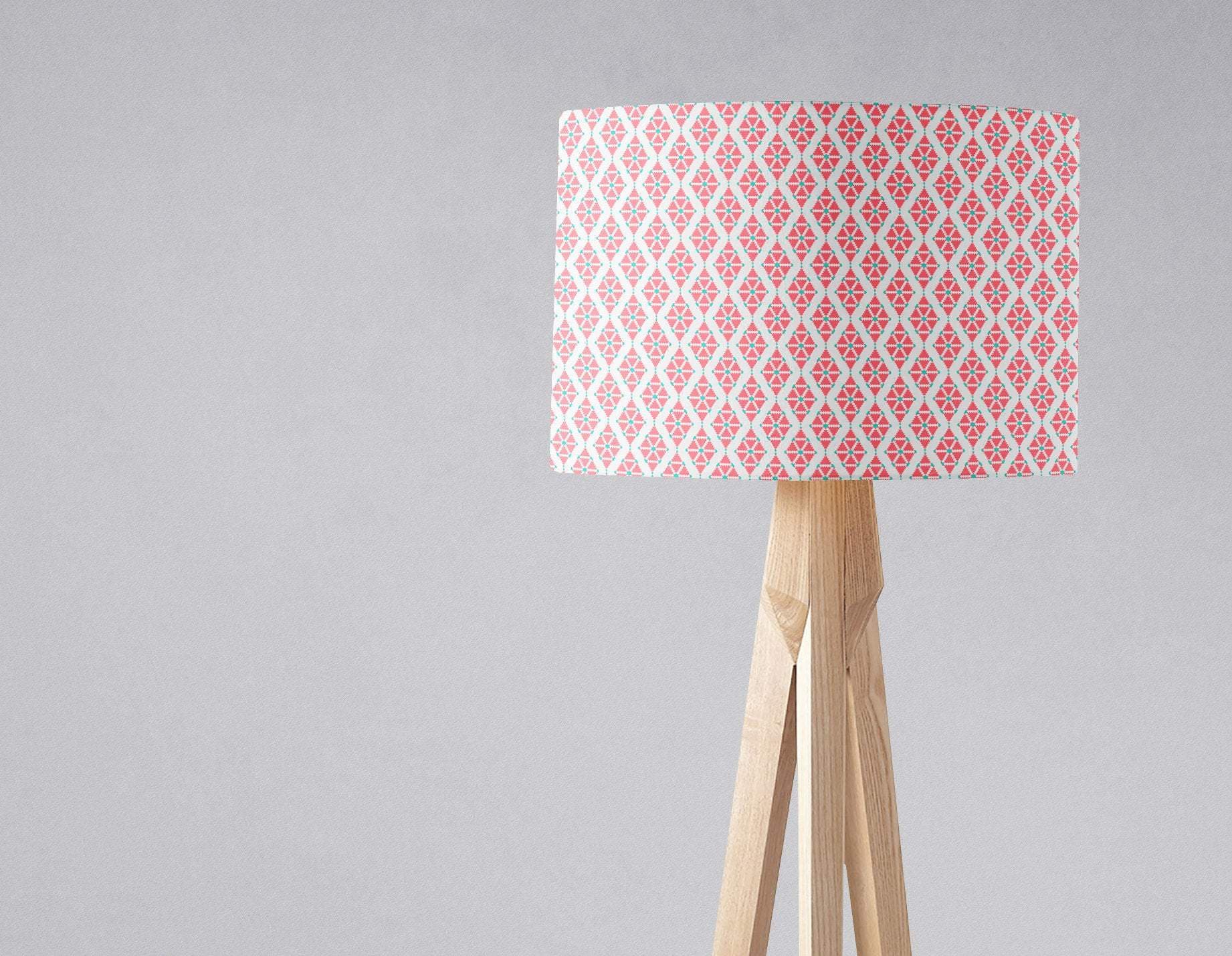 Pink Lampshade with a White Geometric Design, Ceiling or Table Light Shade
