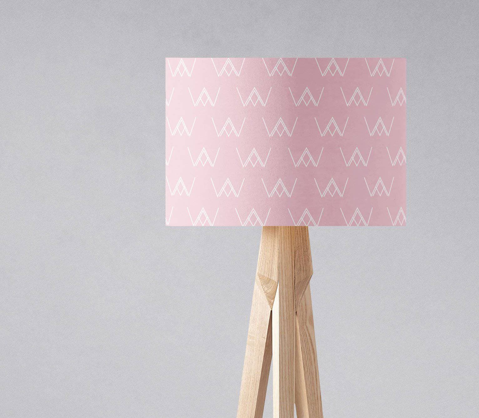 Pink Lampshade with White Abstract Design, Ceiling or Table Lamp Shade