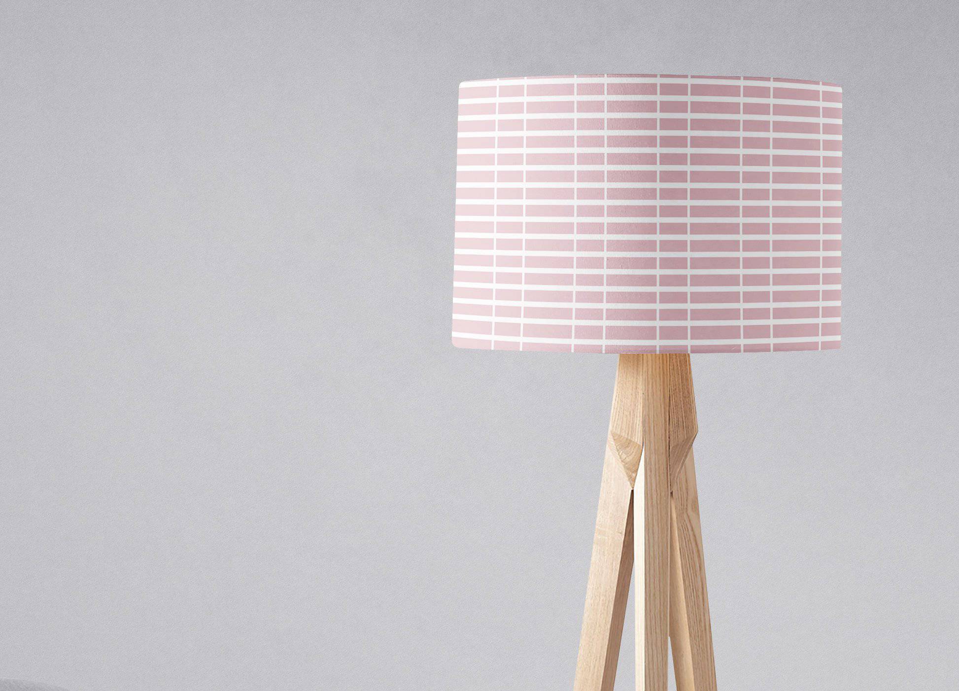 Pink Lampshade with a White Lines Geometric Design, Ceiling or Table Lamp Shade