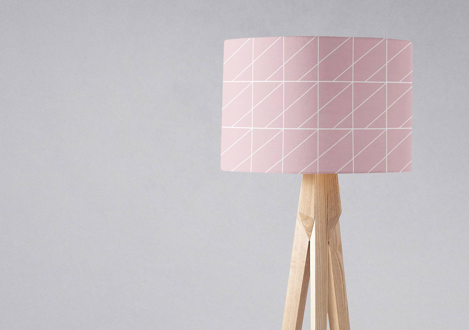 Blush Pink with a White Geometric Design Lampshade, Ceiling or Table Lamp Shade