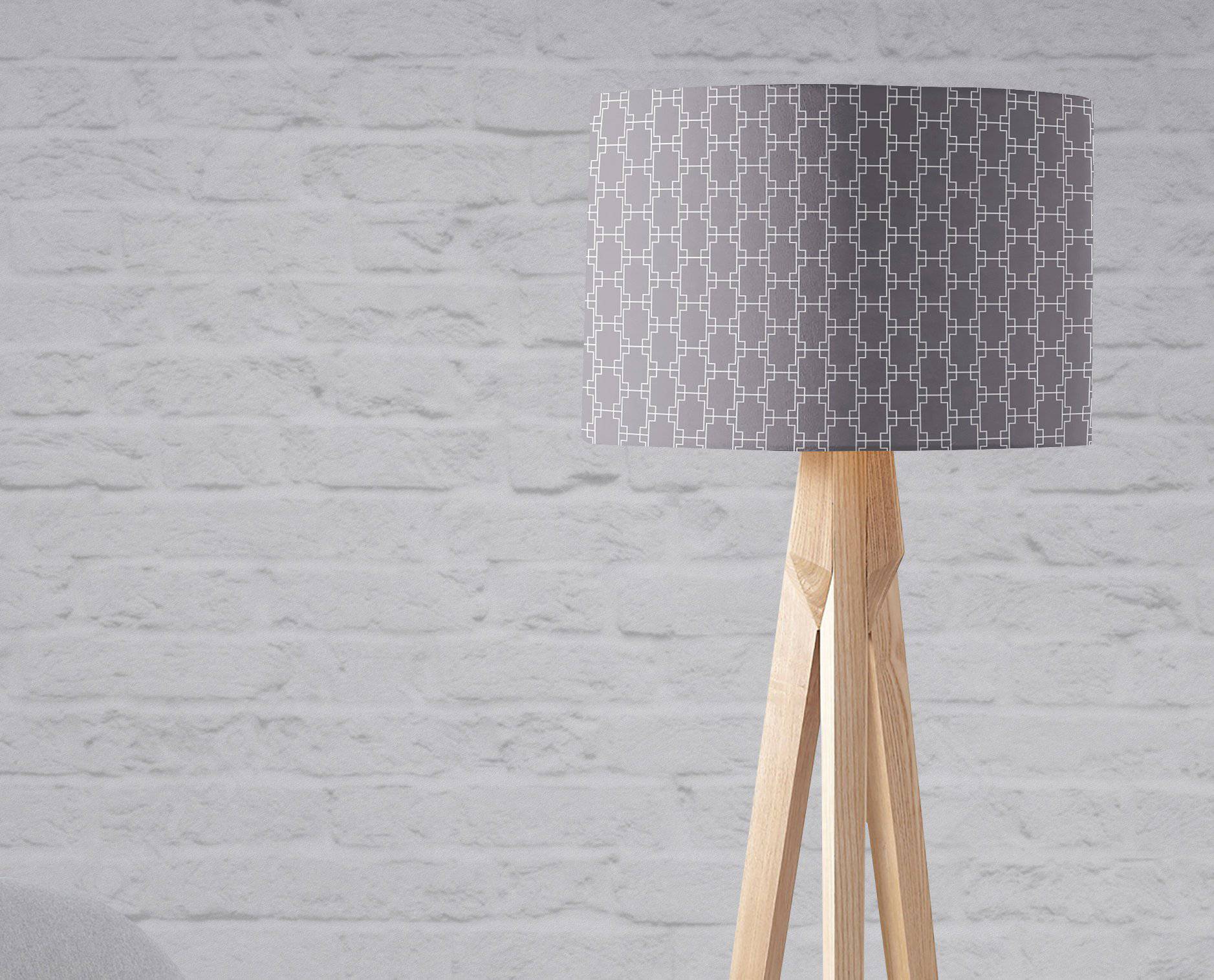 Grey with White Squares Geometric Design Lampshade, Ceiling or Table Lamp Shade
