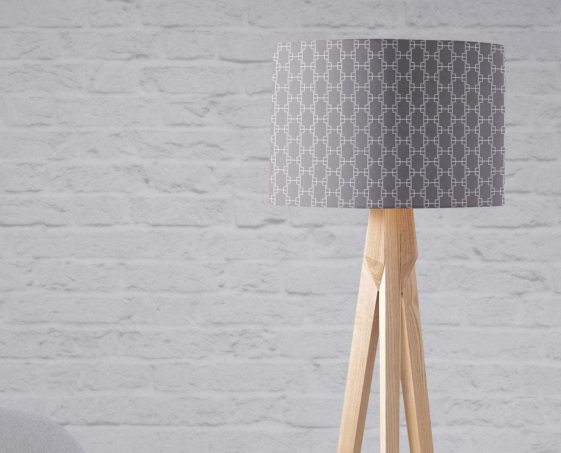 Grey with White Squares Geometric Design Lampshade, Ceiling or Table Lamp Shade