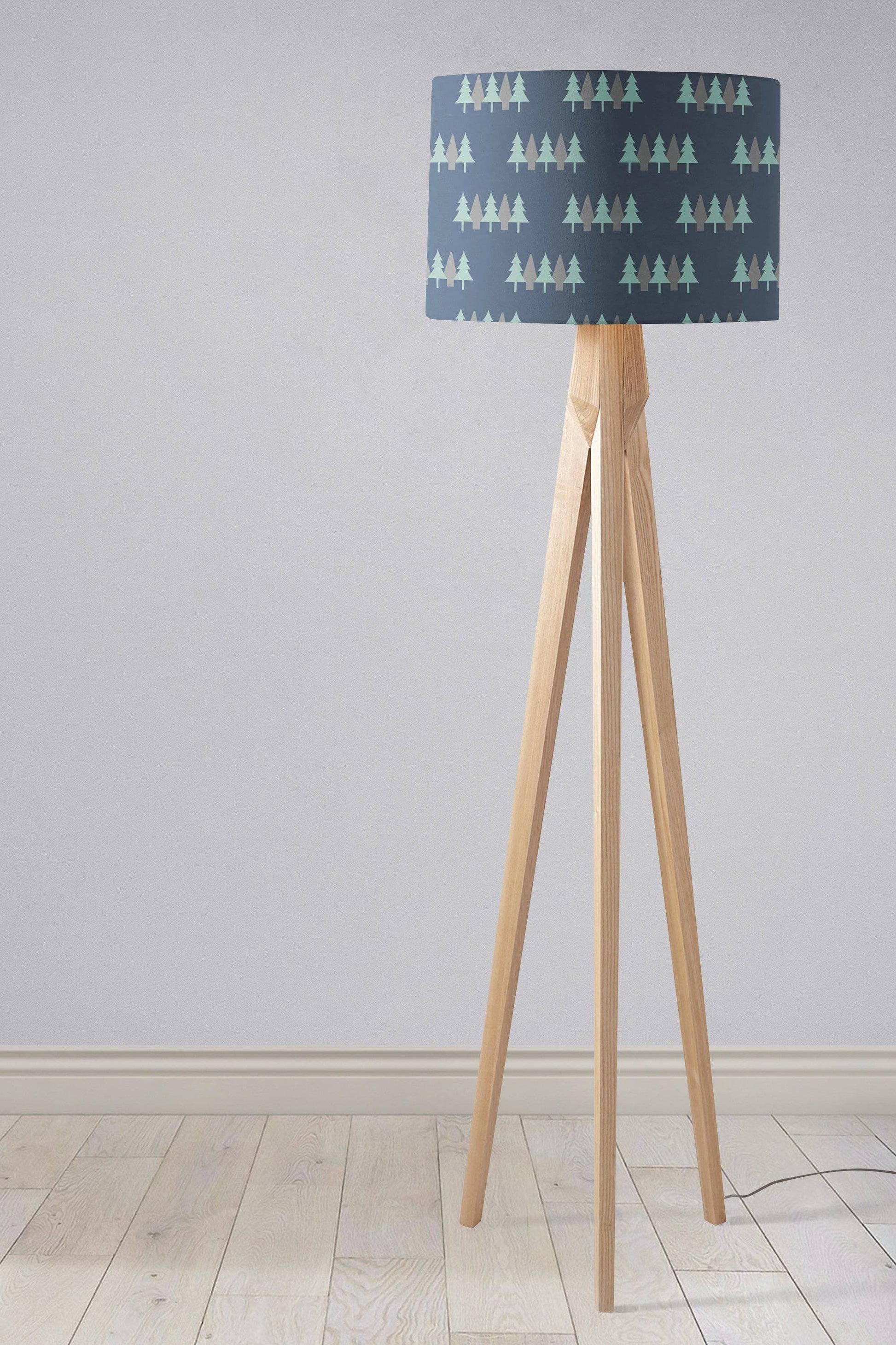 Dark Blue Scandinavian Forest Lampshade, Ceiling or Table Lamp Shade