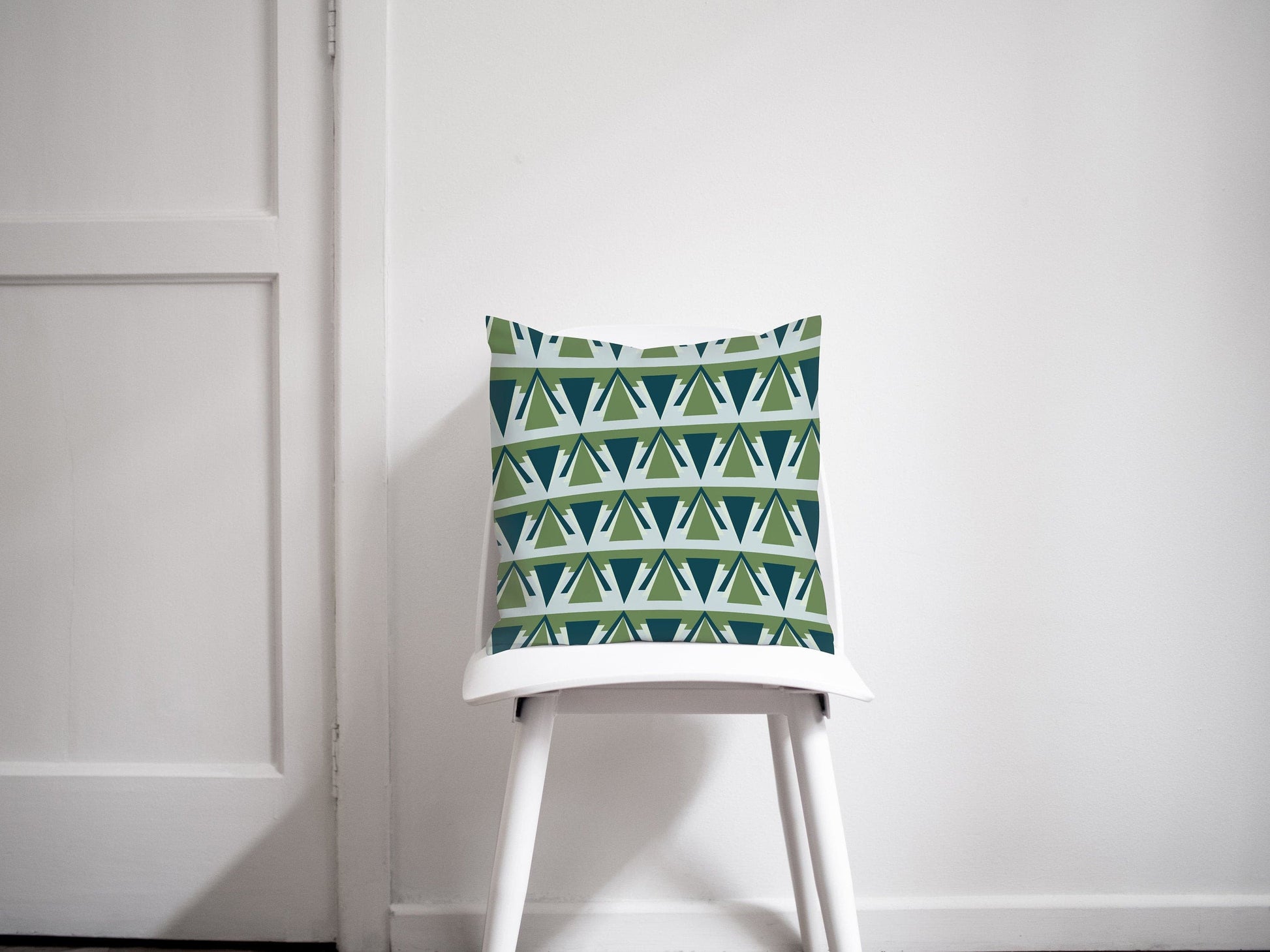 Green and Grey Art Deco Design Cushion, Throw Pillow