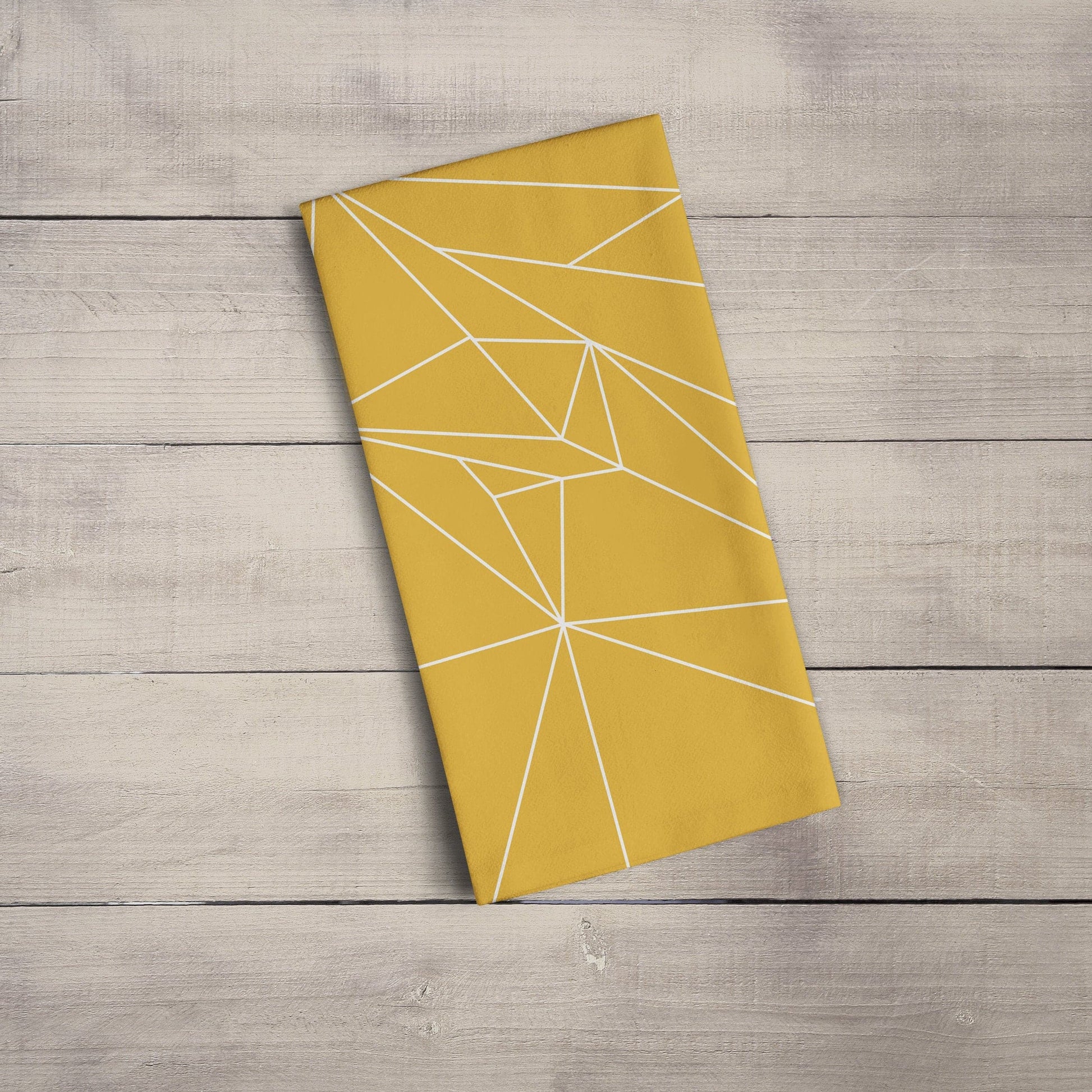 Yellow Tea Towel with a White Geometric Line Design, Dish Towel, Kitchen Towel