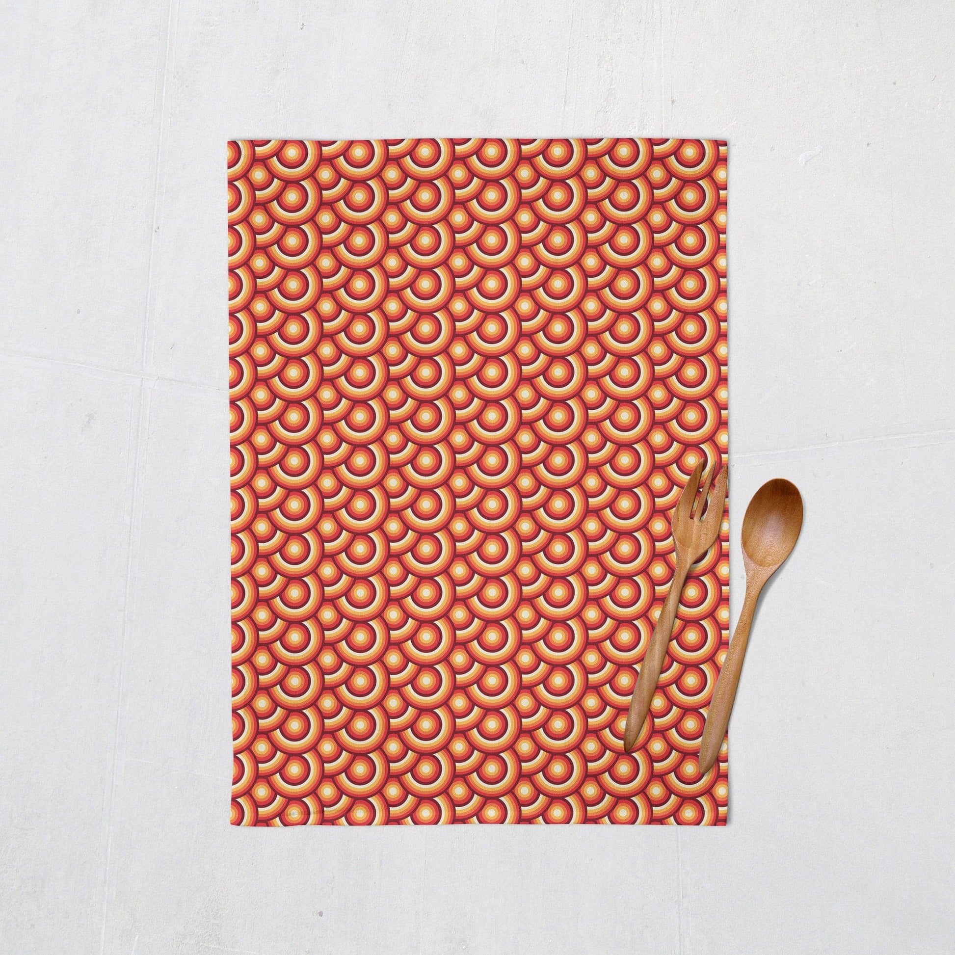 Orange Tea Towels with a 70's Retro Design, Dish Towels, Kitchen Towels