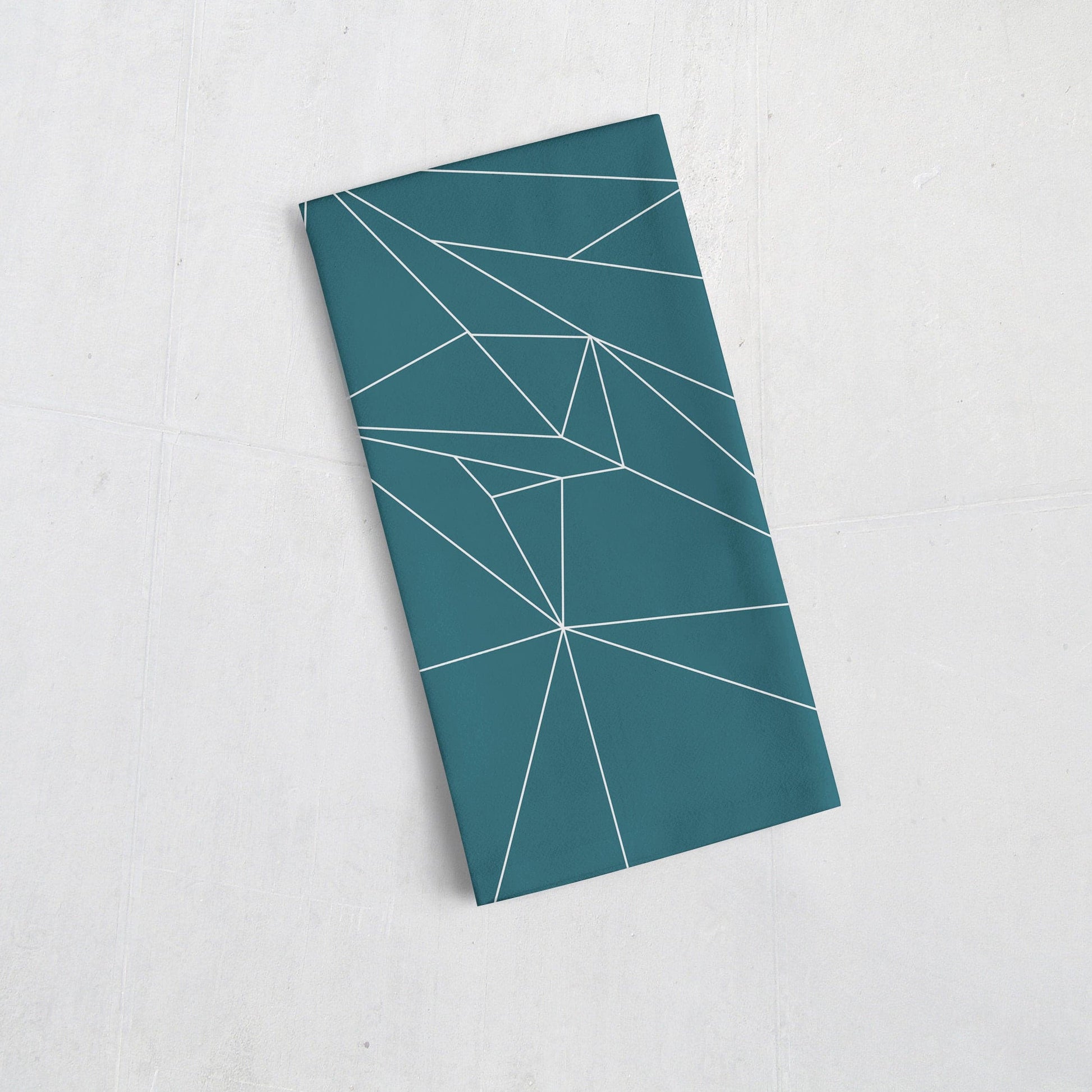 Teal Tea Towel with a White Line Geometric Design, Dish Towel, Kitchen Towel