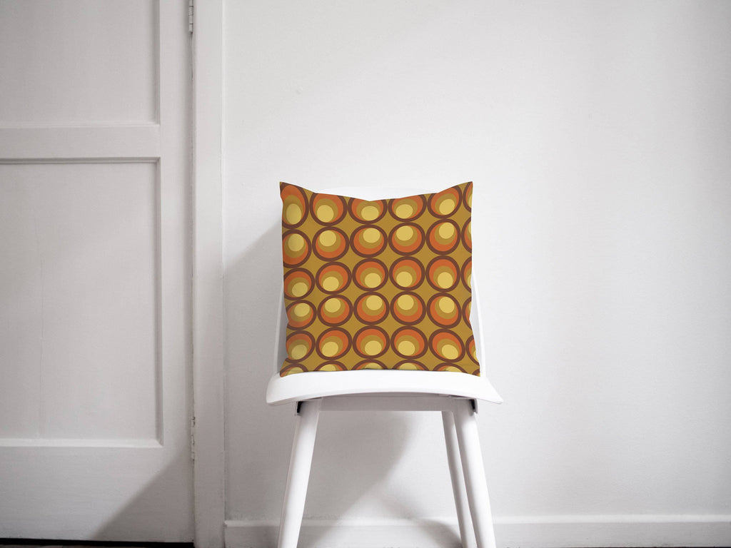 Mustard, Brown and Orange Cushion with a 70's Retro Design, Throw Pillow