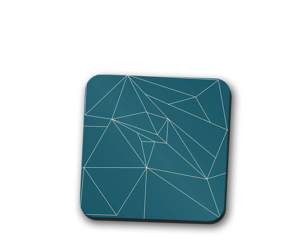 Teal Coasters with a White Line Geometric Design, Table Decor Drinks Mat