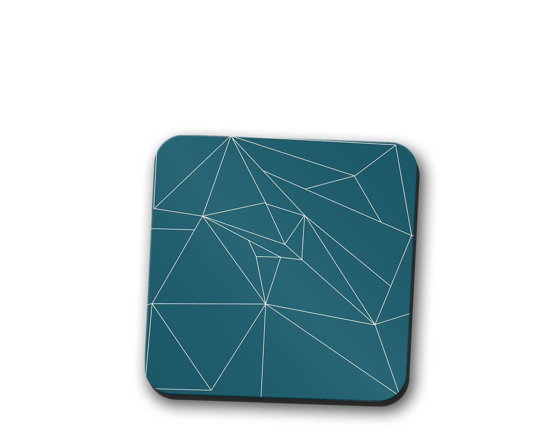 Teal Coasters with a White Line Geometric Design, Table Decor Drinks Mat