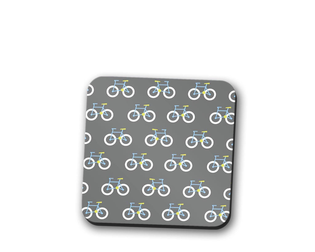 Grey Coaster with a Bicycle Design, Table Decor Drinks Mat