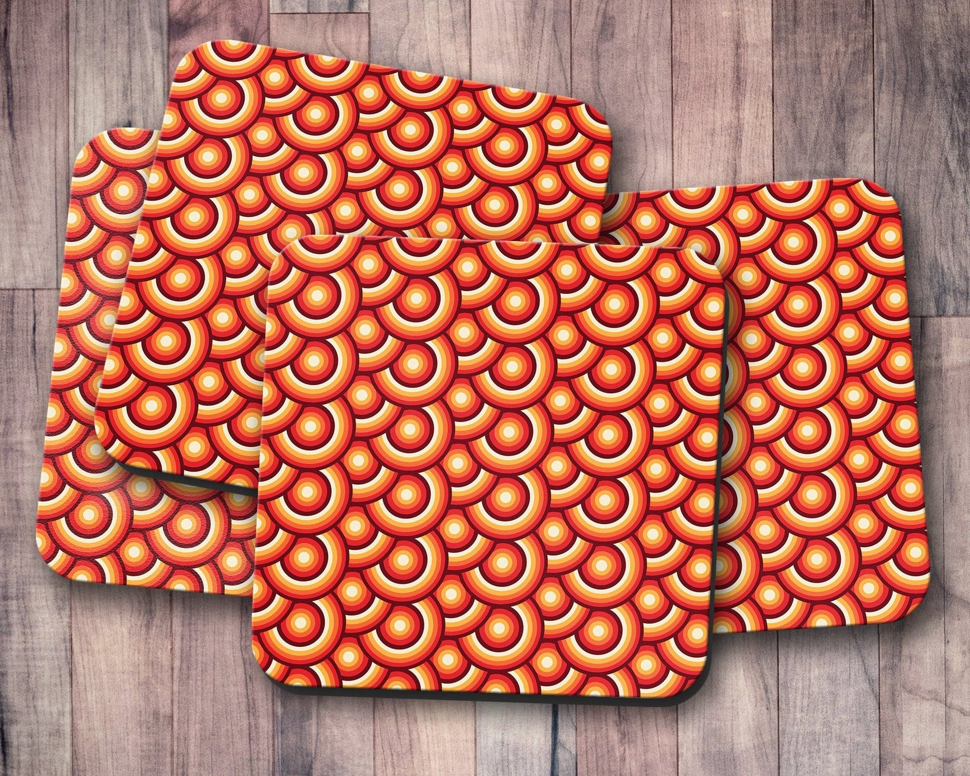 Orange Retro 70's Design Coasters, Table Decor Drinks Mat